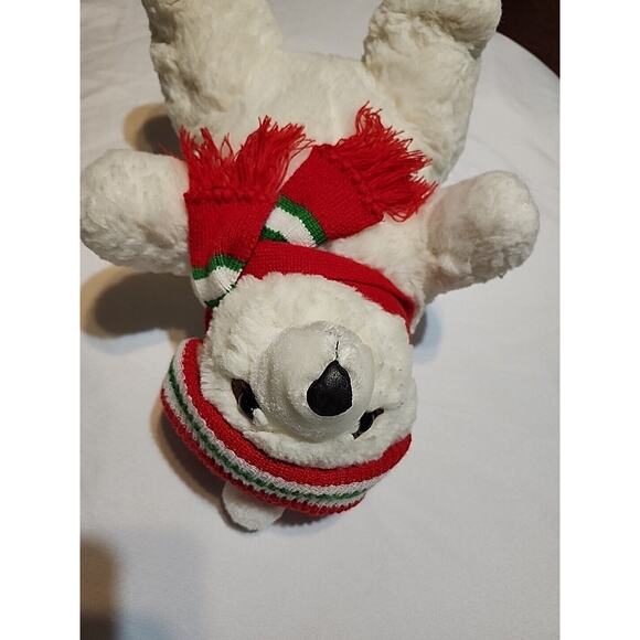 Plush Polar Bear Detachable Red Taboggan Scarf 14" White No Tag Details - Picture 8 of 13